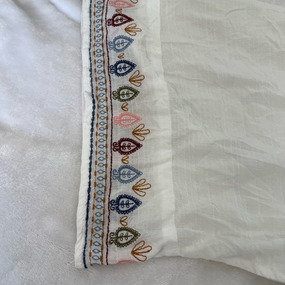 Knox Rose White Embroidered Peasant butterfly Top with Tassel Tie Med - Picture 5 of 6